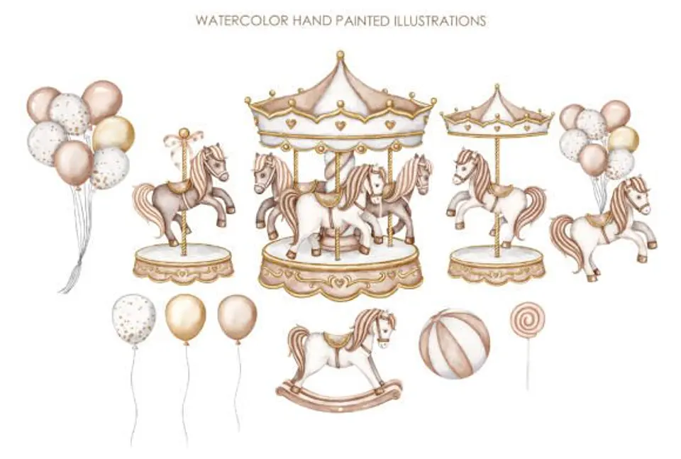 Kit Digital Carrossel Bege 3