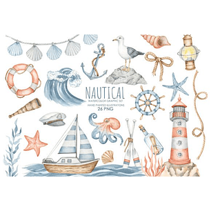 Kit Digital Aquarela Marinheiro Naltico