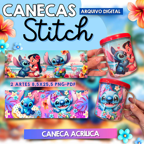 Arquivo Caneca Acrilica Stitch  - 2 modelos