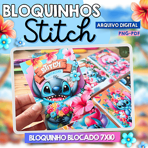 Arquivo Bloquinho Blocado 10x7 Stich