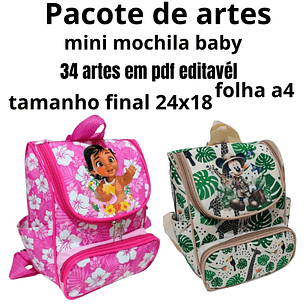 Arquivo Sublimação Mini Mochilas Baby - 34 modelos