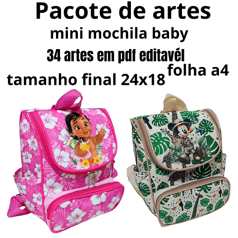 Arquivo Sublimação Mini Mochilas Baby - 34 modelos