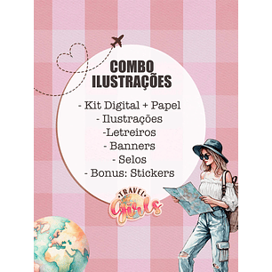Kit Digital Combo Ilustrações Coleção Travel Girls - TITA