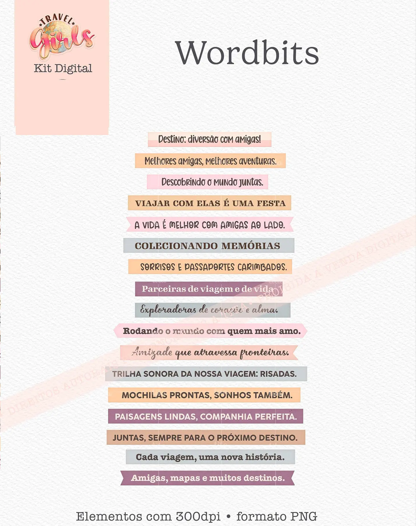 Kit Digital Combo Ilustrações Coleção Travel Girls - 9