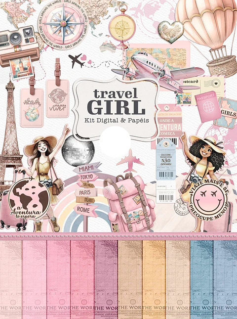 Kit Digital Combo Ilustrações Coleção Travel Girls -