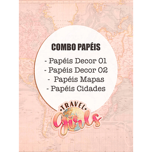 Kit Digital Combo Pápeis Coleção Travel Girls - TITA