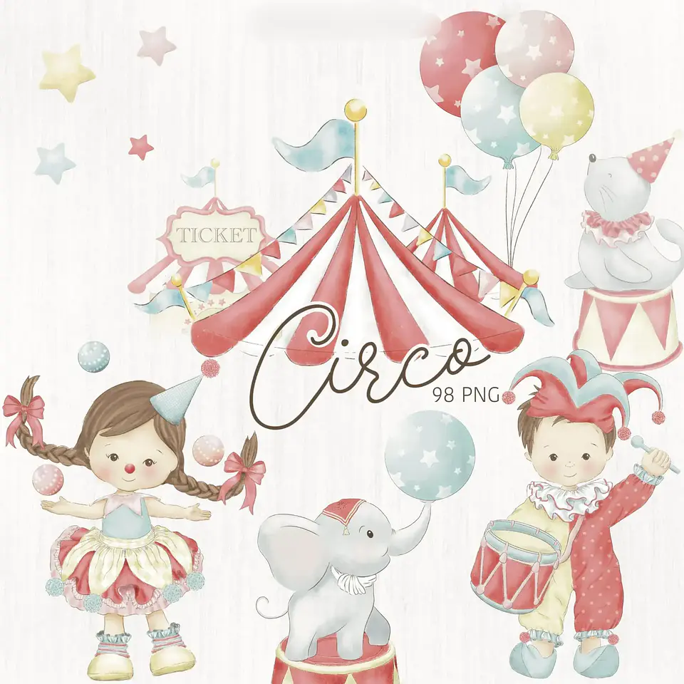 Kit digital circo aquarela 1