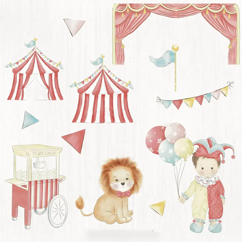 Kit digital circo aquarela 2