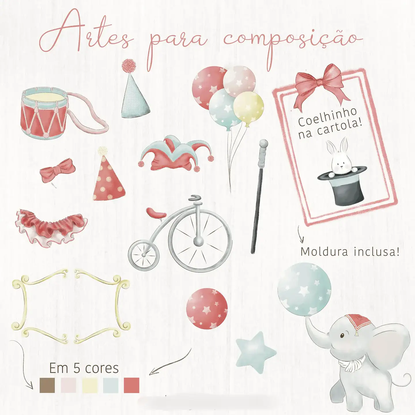 Kit digital circo aquarela 5