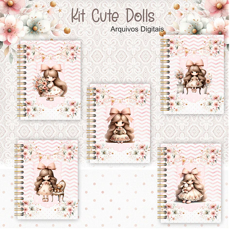 Arquivo Kit Encadernação Cute Dolls - crys