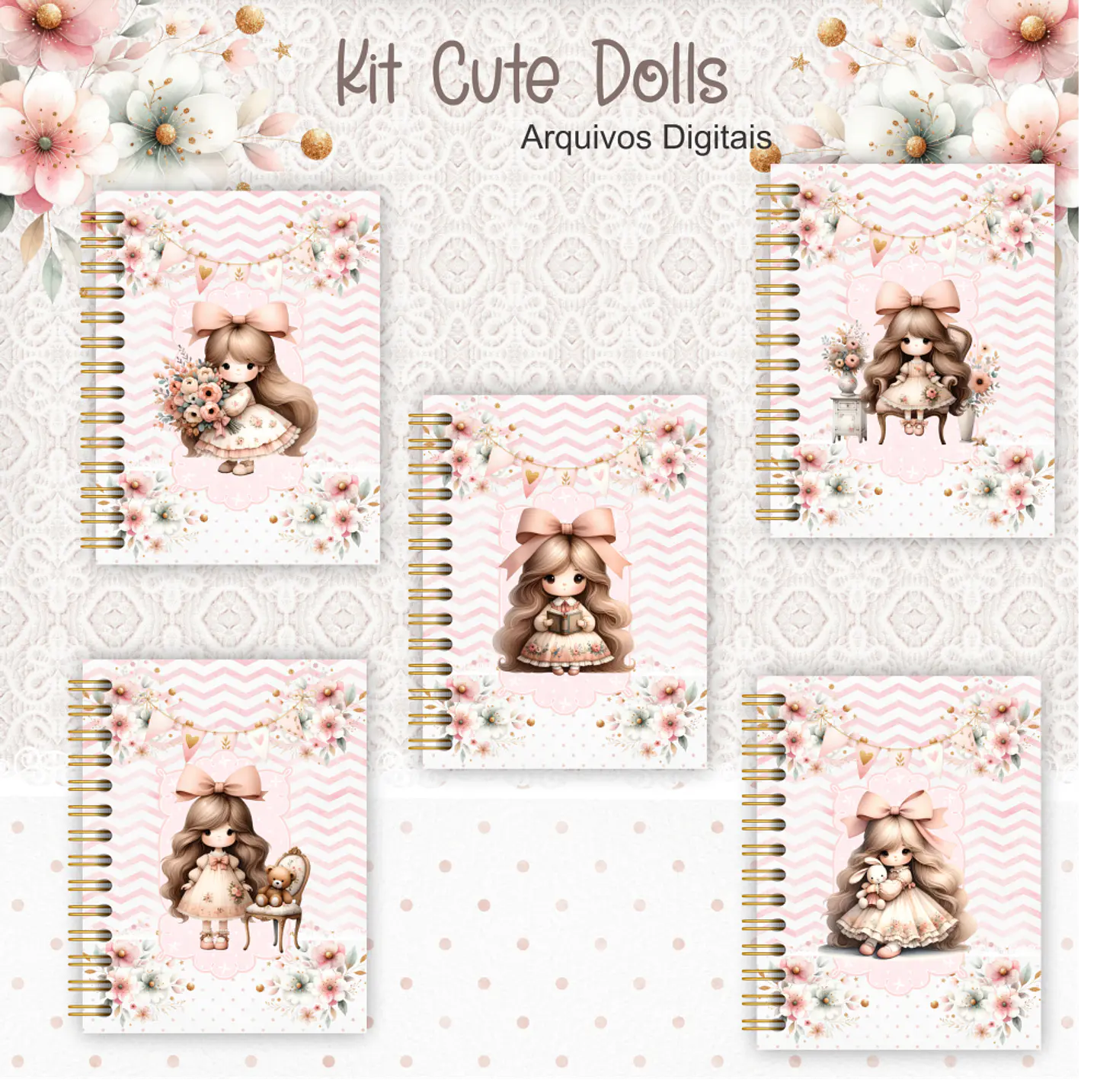 Arquivo Kit Encadernação Cute Dolls - crys 1