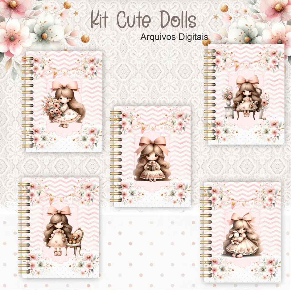 Arquivo Kit Encadernação Cute Dolls - crys 1