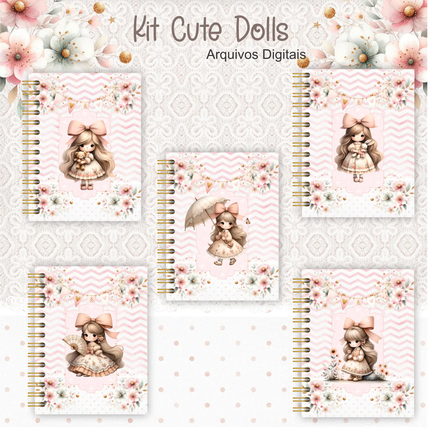 Arquivo Kit Encadernação Cute Dolls - crys 2
