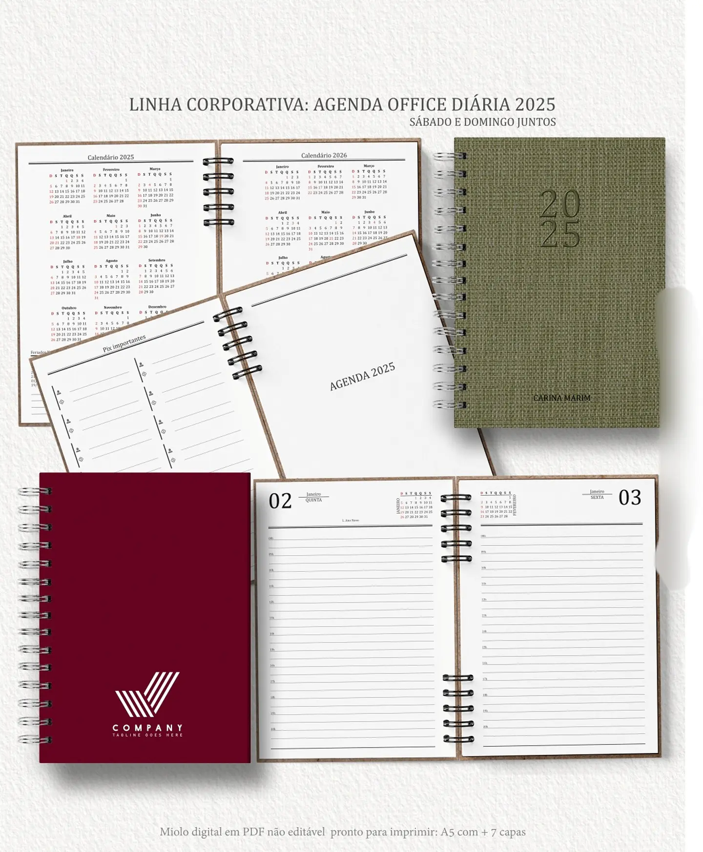 Arquivo Digital Agenda Corporativa Office Diária datada 2025+6 capas - Carinas 2