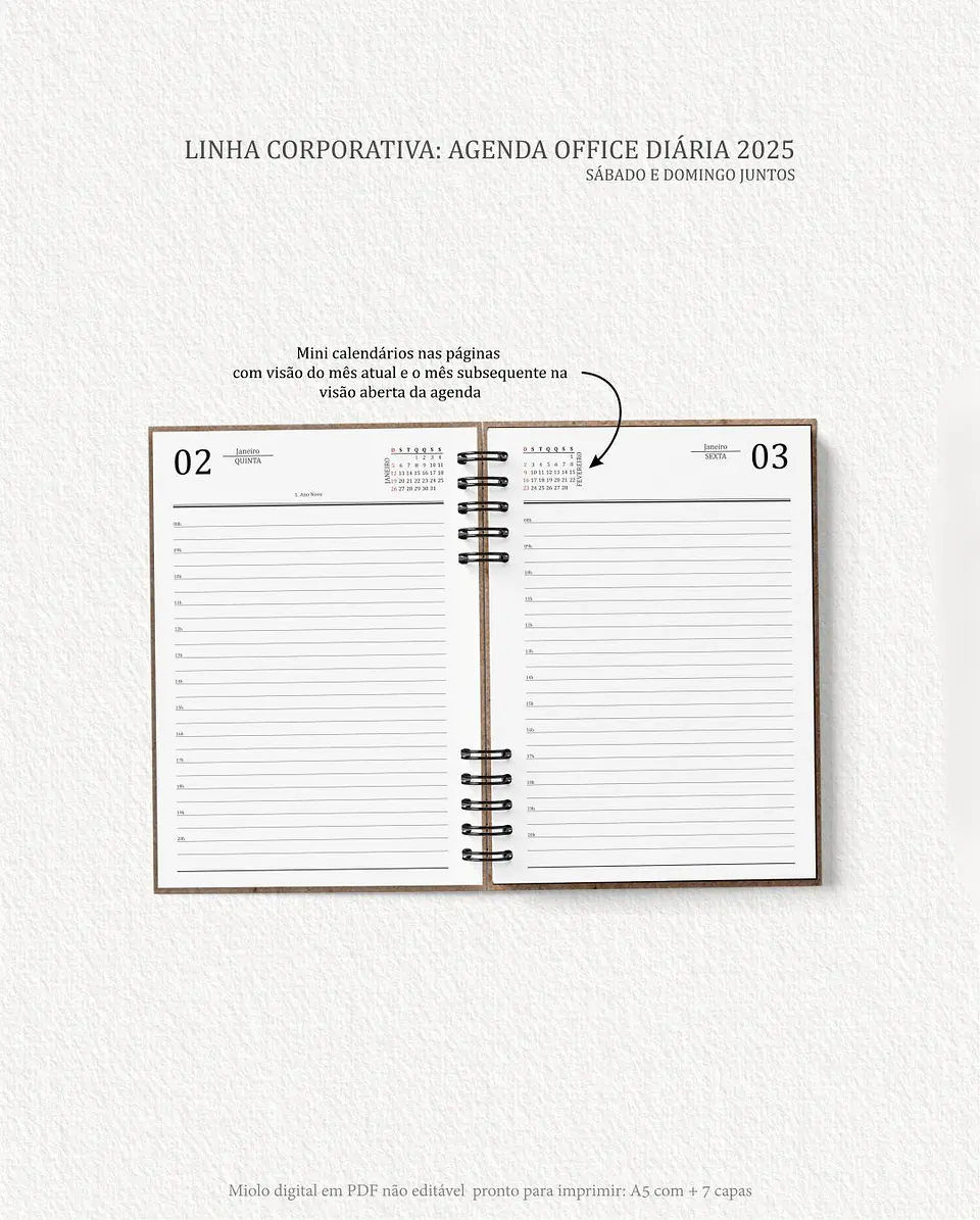 Arquivo Digital Agenda Corporativa Office Diária datada 2025+6 capas - Carinas 3