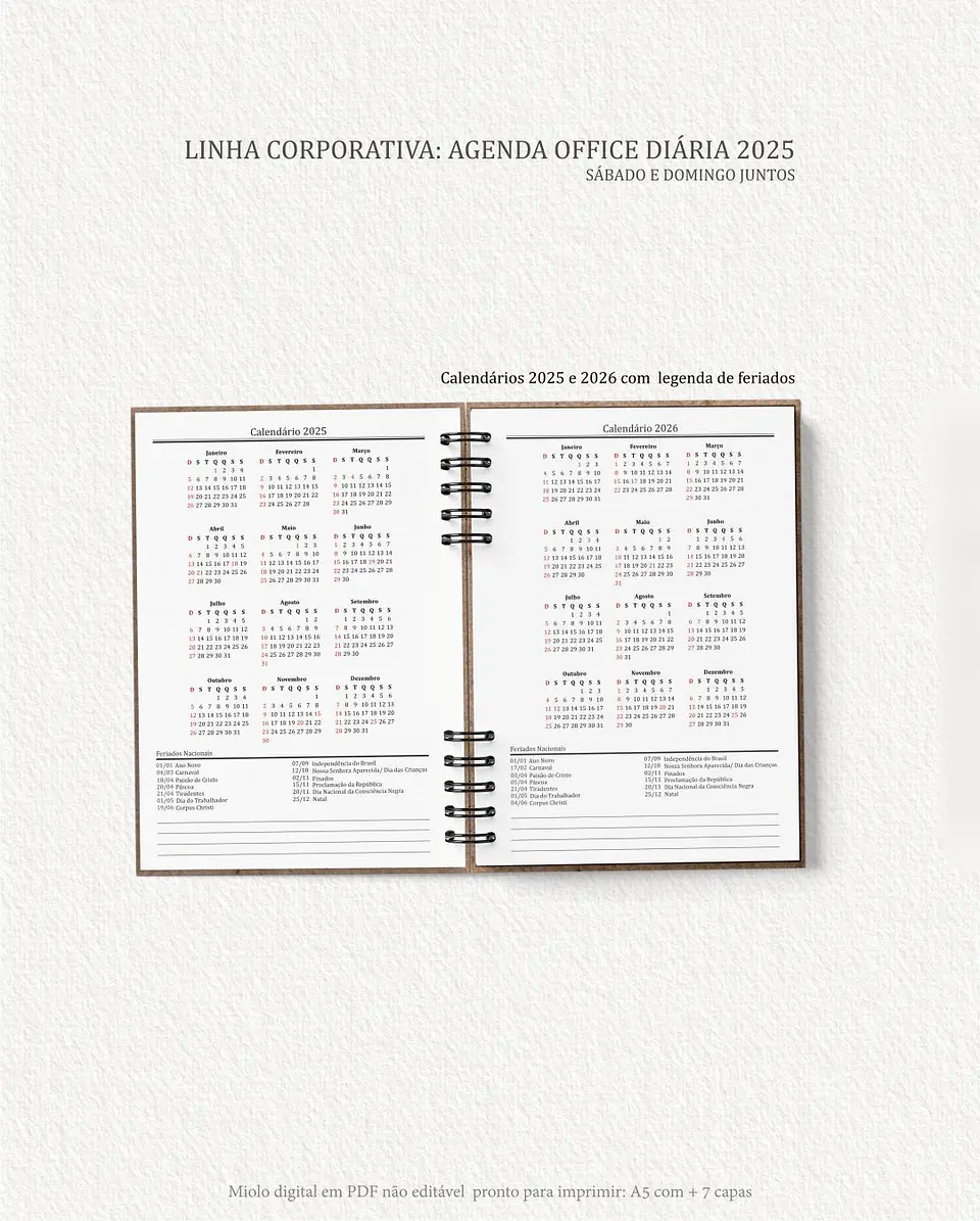 Arquivo Digital Agenda Corporativa Office Diária datada 2025+6 capas - Carinas 5