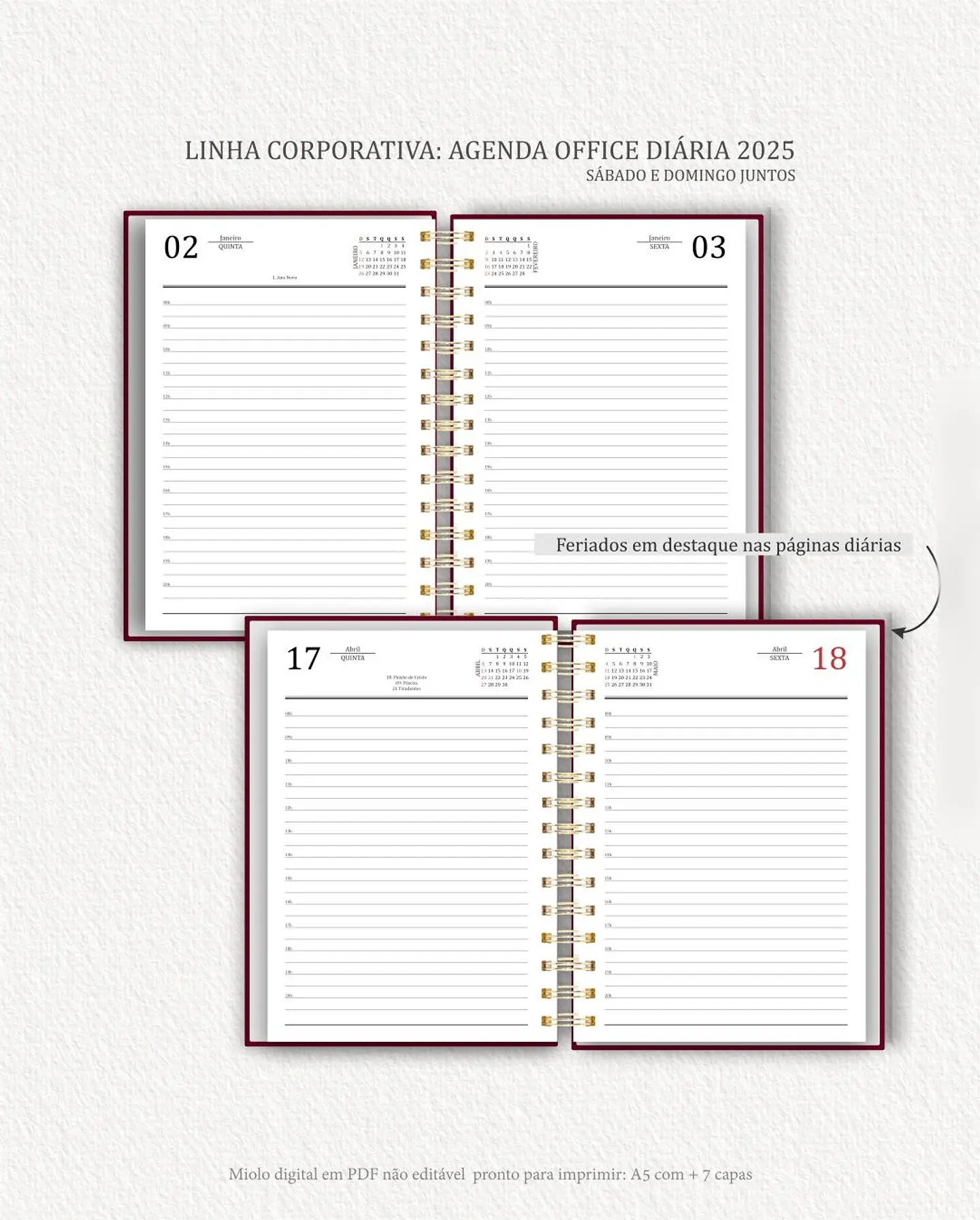 Arquivo Digital Agenda Corporativa Office Diária datada 2025+6 capas - Carinas 6
