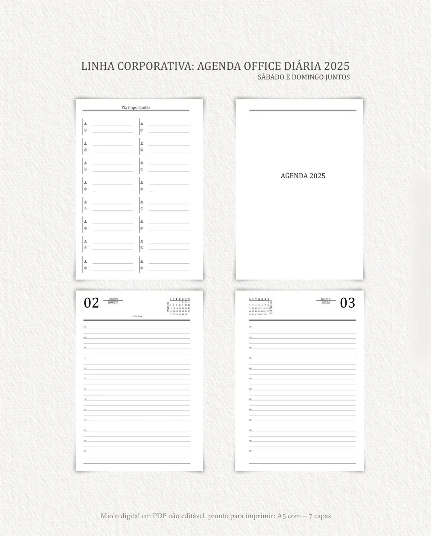 Arquivo Digital Agenda Corporativa Office Diária datada 2025+6 capas - Carinas 7