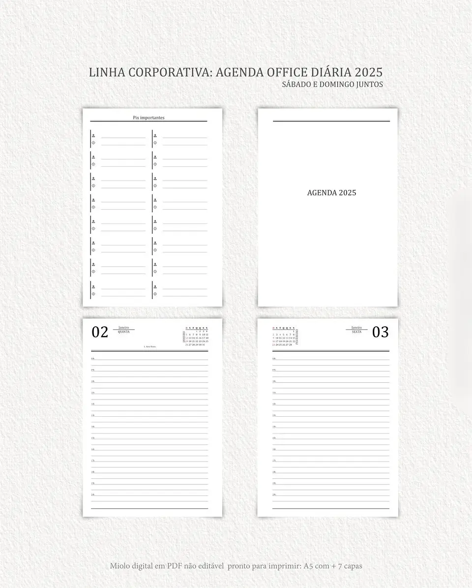 Arquivo Digital Agenda Corporativa Office Diária datada 2025+6 capas - Carinas 7