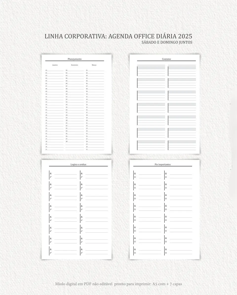 Arquivo Digital Agenda Corporativa Office Diária datada 2025+6 capas - Carinas 8