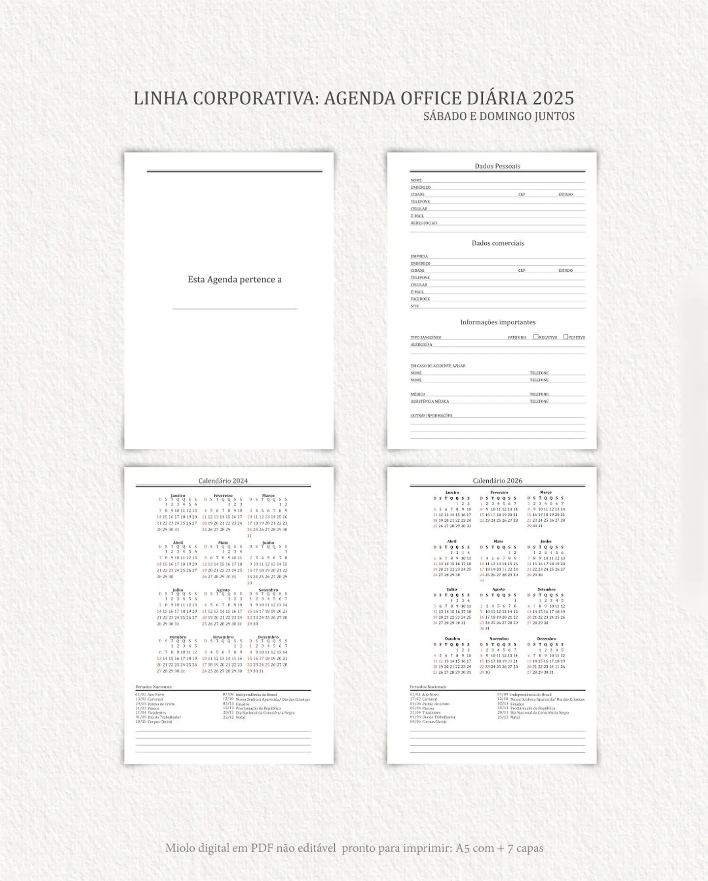 Arquivo Digital Agenda Corporativa Office Diária datada 2025+6 capas - Carinas 9