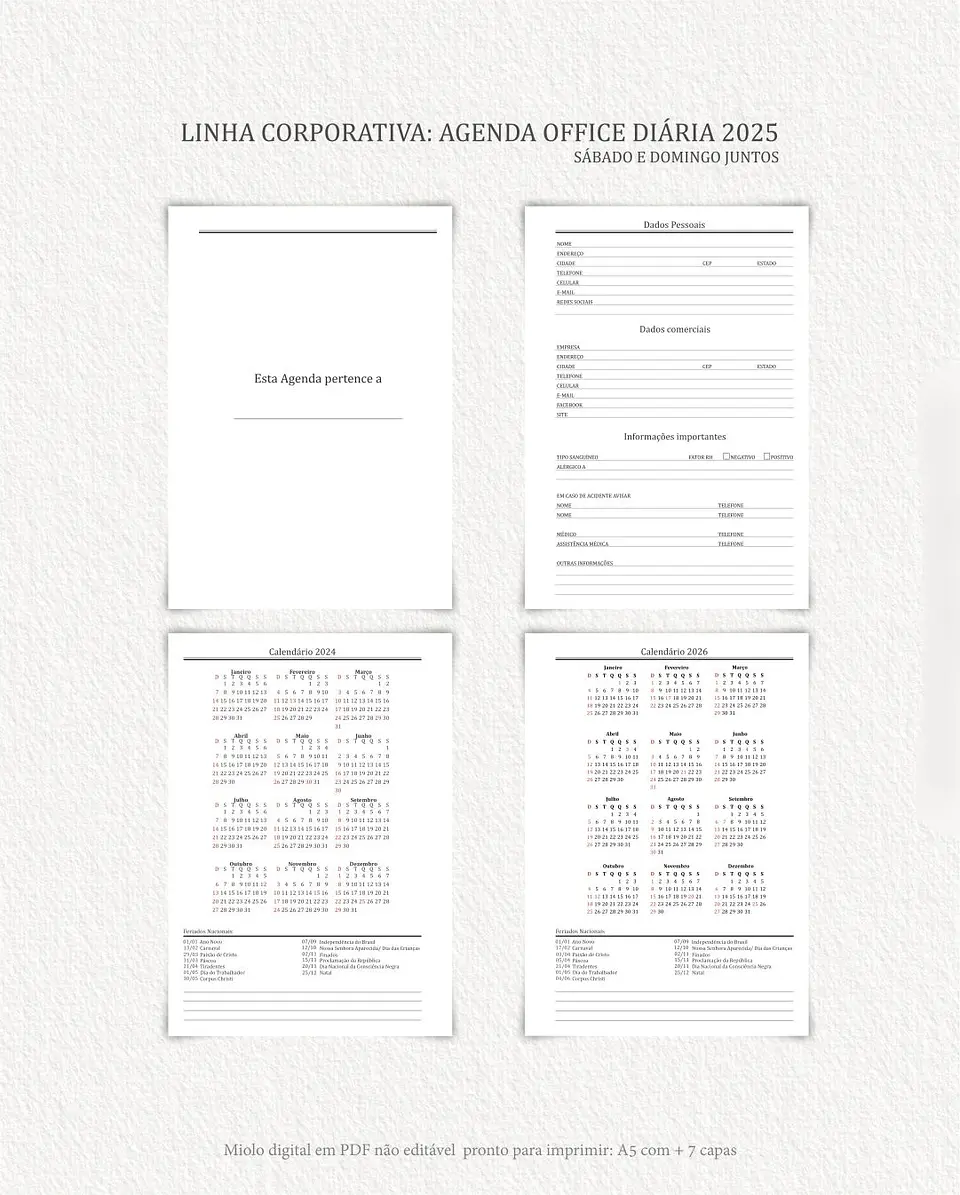Arquivo Digital Agenda Corporativa Office Diária datada 2025+6 capas - Carinas 9