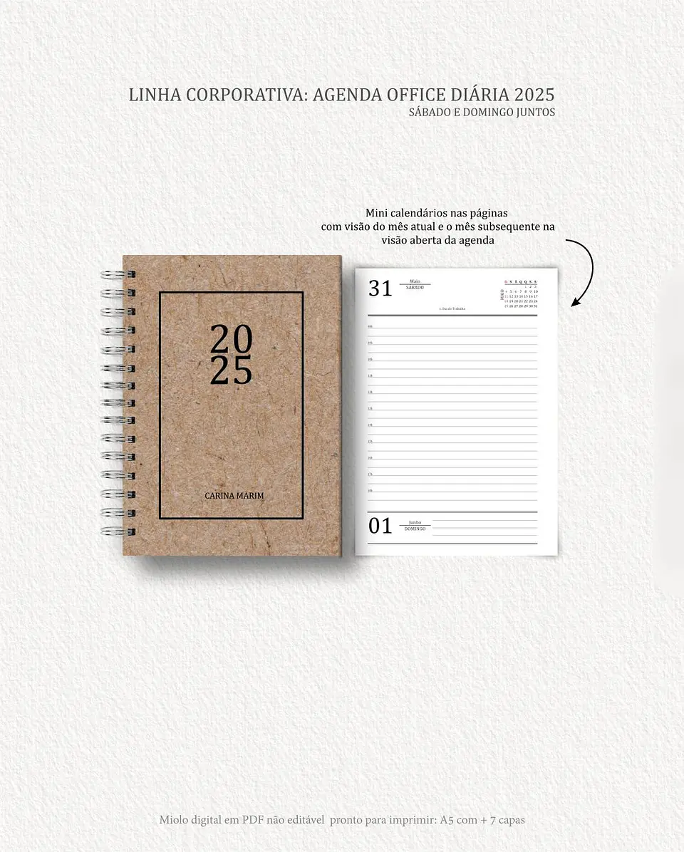 Arquivo Digital Agenda Corporativa Office Diária datada 2025+6 capas - Carinas 10