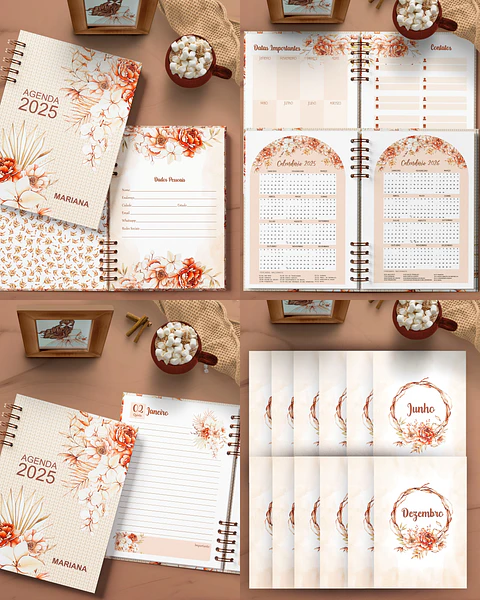 Arquivo Agenda 2025 1 Dia por Página Coleção Floral Boho