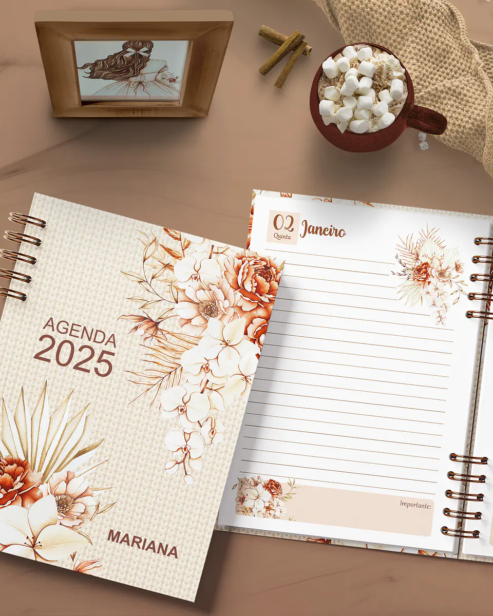 Arquivo Agenda 2025 1 Dia por Página Coleção Floral Boho 7