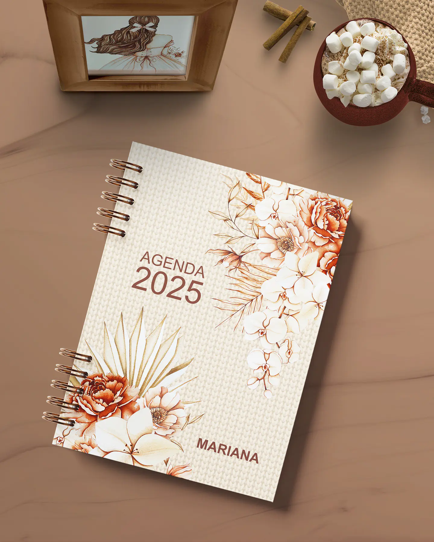 Arquivo Agenda 2025 2 Dias por Página Coleção Floral Boho - Bicho 2