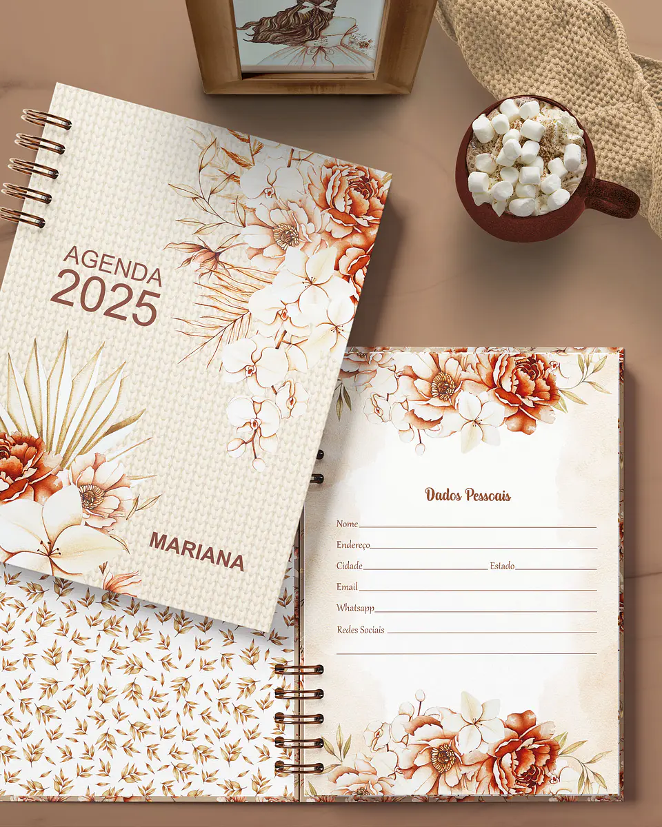 Arquivo Agenda 2025 2 Dias por Página Coleção Floral Boho - Bicho 6