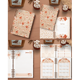 Arquivo Agenda Permanente 1 Dia por Página Coleção Floral Boho - bicho