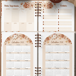 Arquivo Agenda Permanente 1 Dia por Página Coleção Floral Boho - bicho