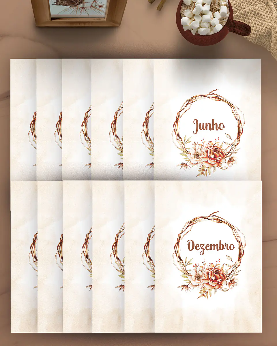 Arquivo Agenda Permanente 1 Dia por Página Coleção Floral Boho - bicho 6