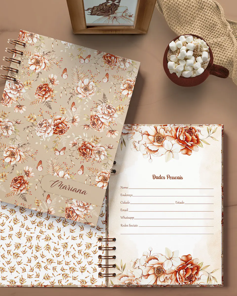 Arquivo Agenda Permanente 2 Dias por Página Coleção Floral Boho - BICHO 5