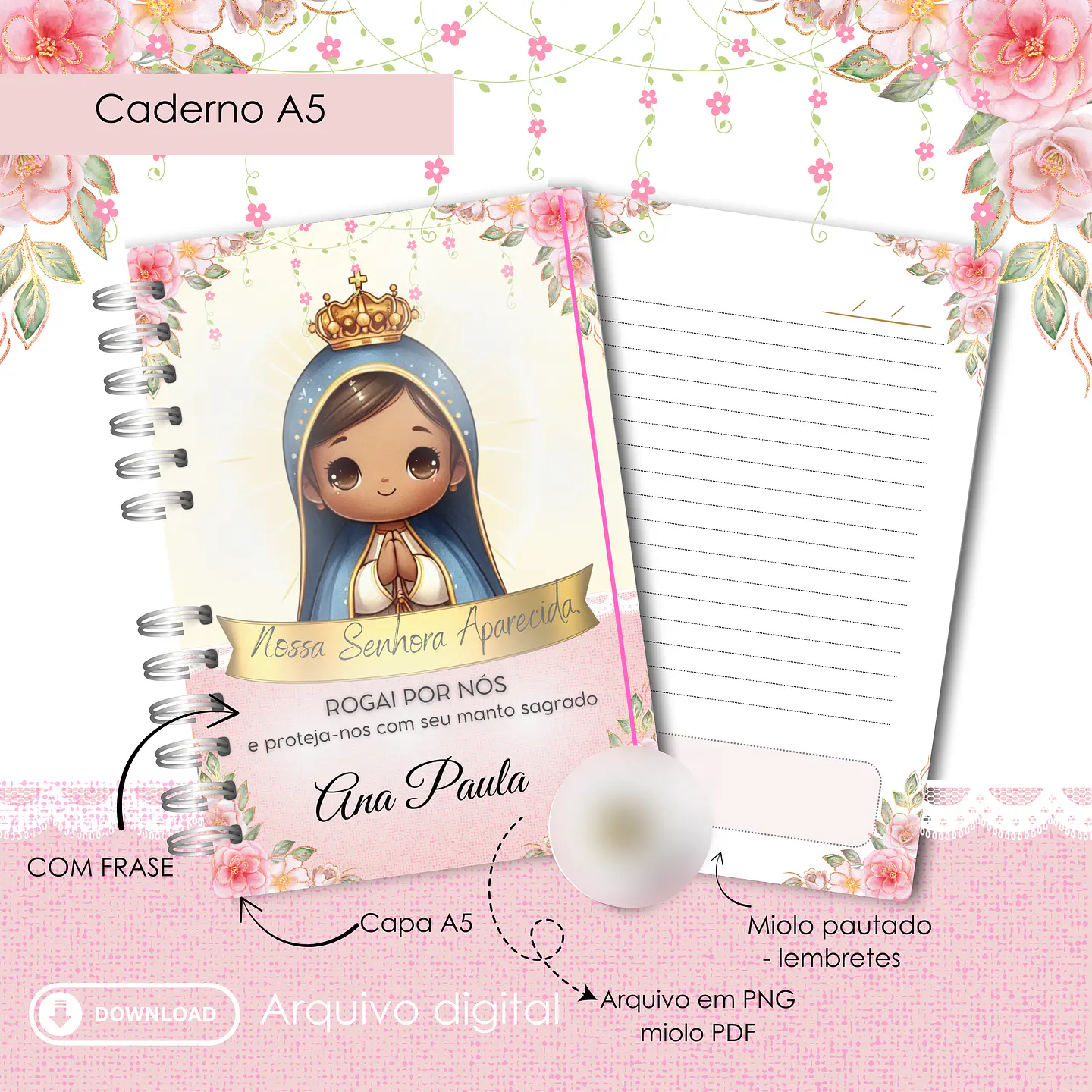 Arquivo Caderno Nossa Senhora Aparecida A5 4