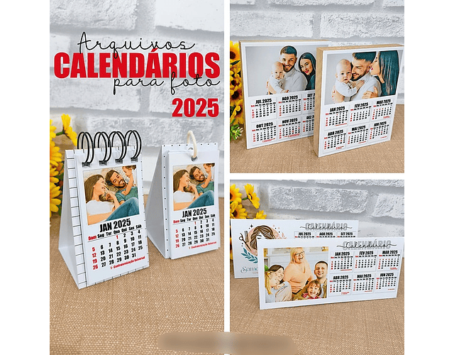 Arquivo Digital Calendário para foto 2025 - Desenhitos