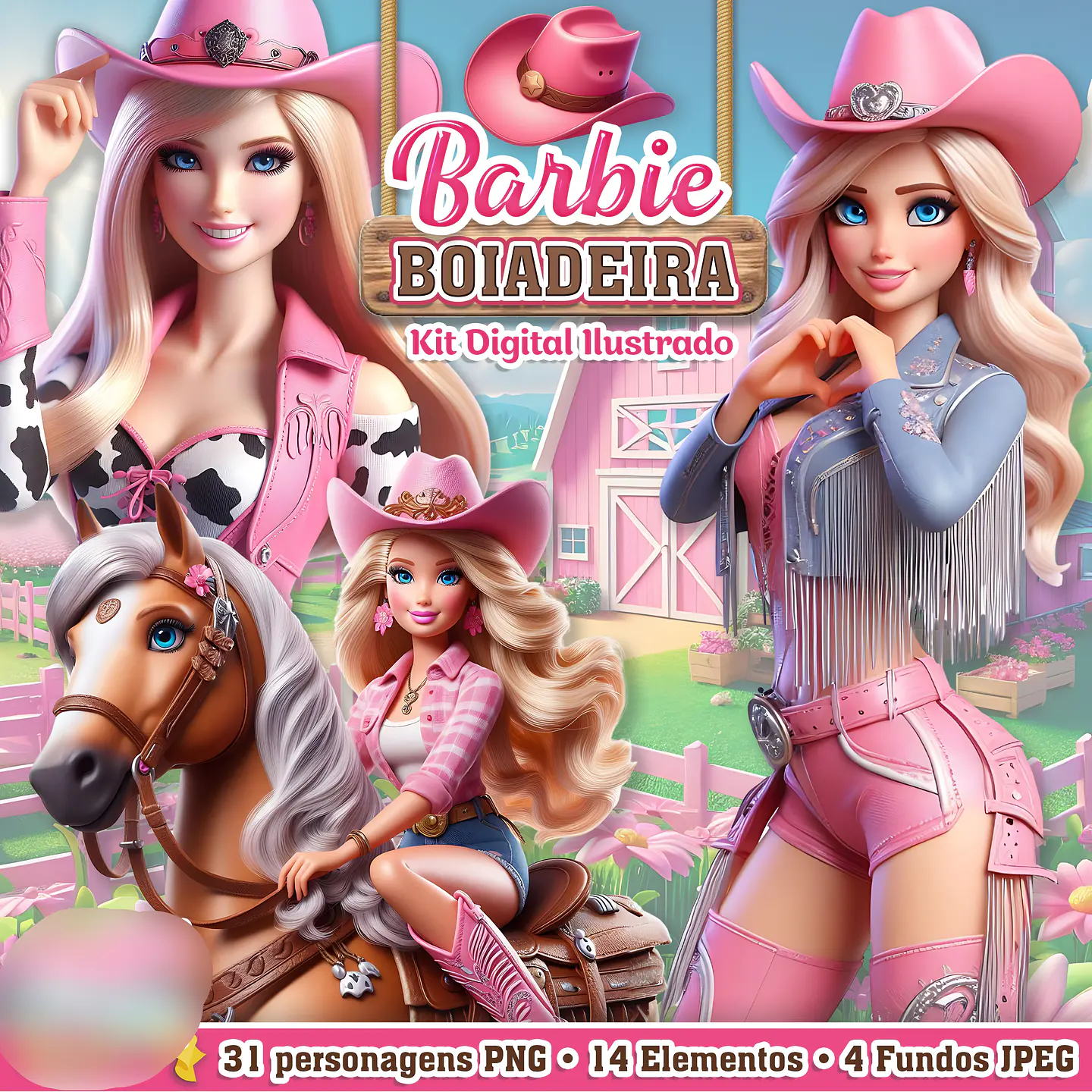 Kit Digital Barbie Boiadeira 1