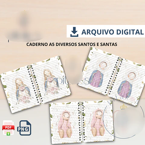 Arquivo Caderno A5 Santinhos e Santinhas - PITAKOS
