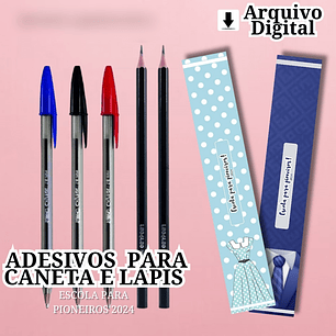 Arquico Adesivo para Lápis ou Caneta Escola para pioneiros