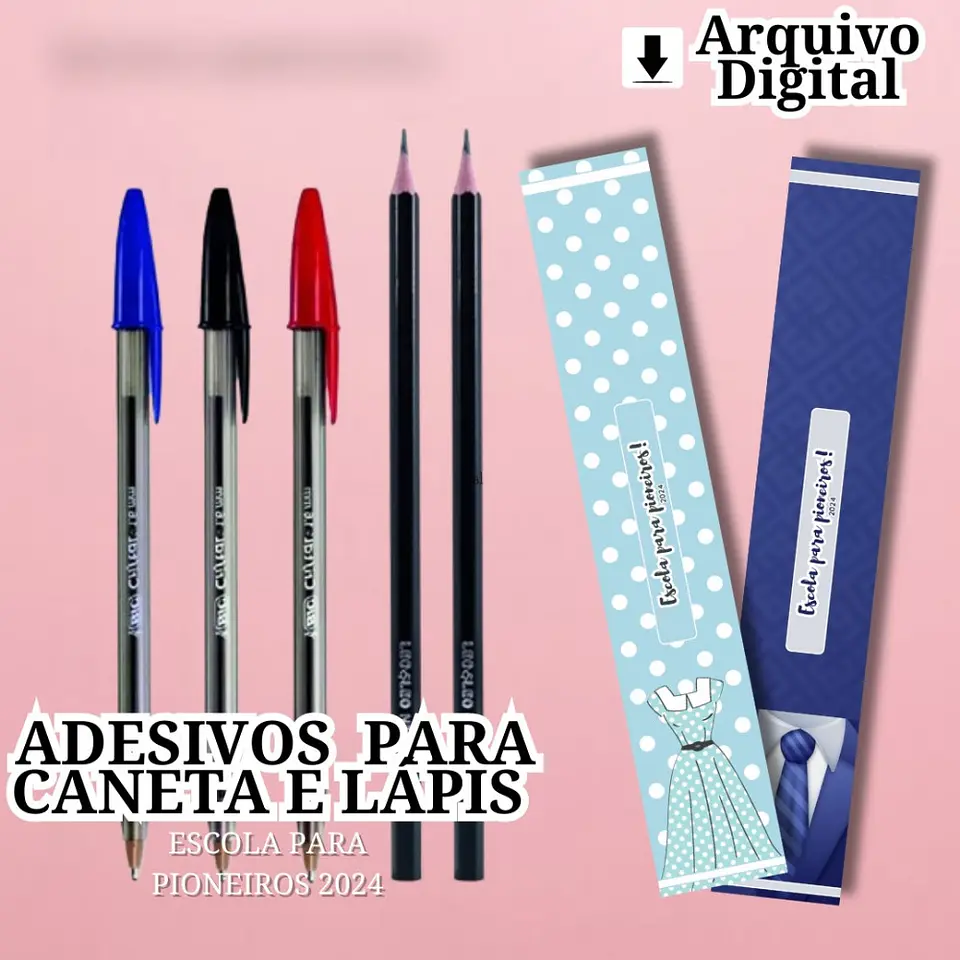 Arquico Adesivo para Lápis ou Caneta Escola para pioneiros 1