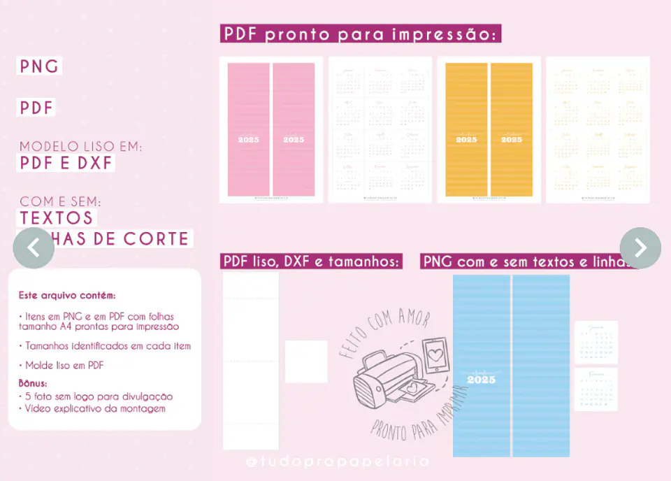 Arquivo Mini Calendário de Mesa 2025 - TUDO PRA PAPELARIA 2
