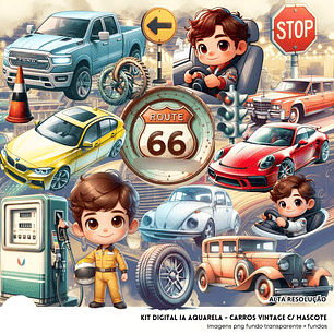 Kit Digital Carros Vintage