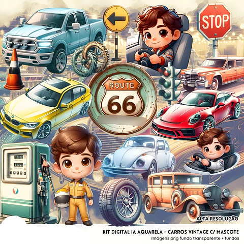 Kit Digital Carros Vintage