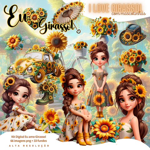 Kit Digital Menina Girassol