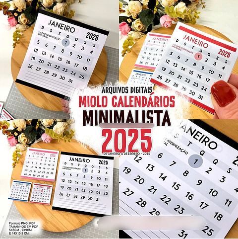 Arquivo Miolo para Calendário MINIMALISTA 2025 - A sua Maneira