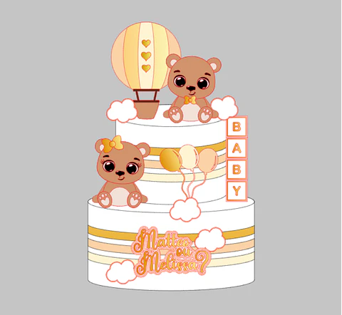 Arquivo Topo de Bolo Chá Revelação Ursinhos Dourados - EM CAMADAS