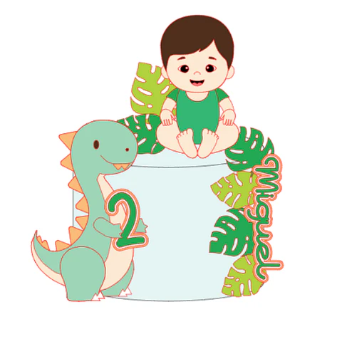 Arquivo Topo de Bolo Dinossauro e Bebê - EM CAMADAS