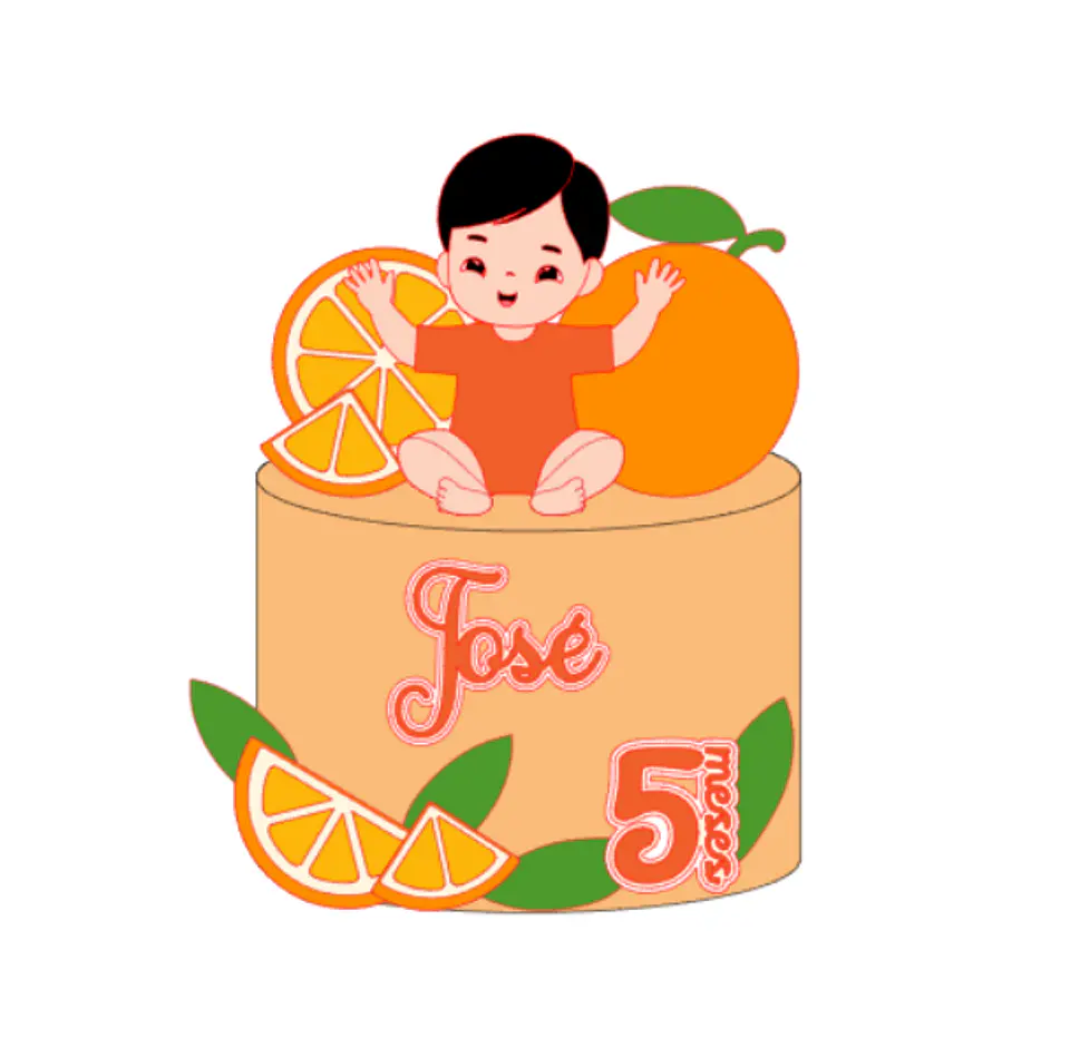 Arquivo Topo de Bolo Frutinhas Laranja Bebê - EM CAMADAS 1