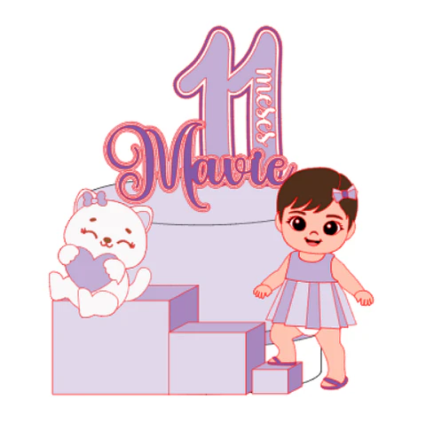 Arquivo Topo de Bolo Menina Escada- EM CAMADAS